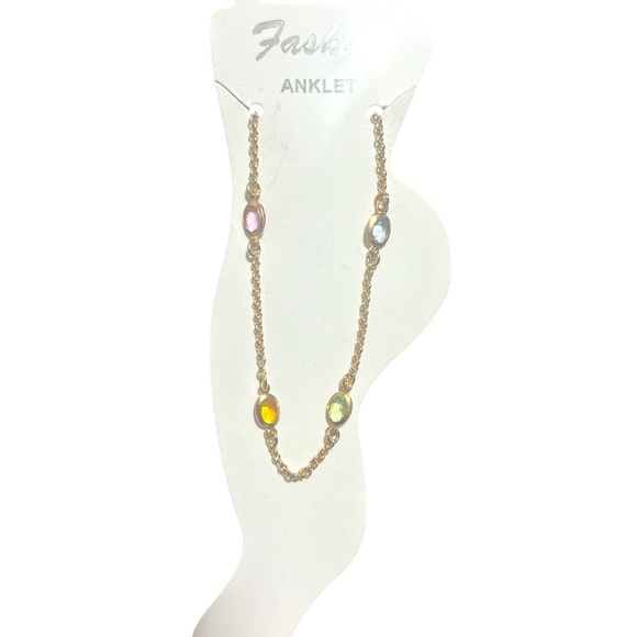 Elegant Gold filled Anklet with Multicolor Gemstones - Picture 1 of 5
